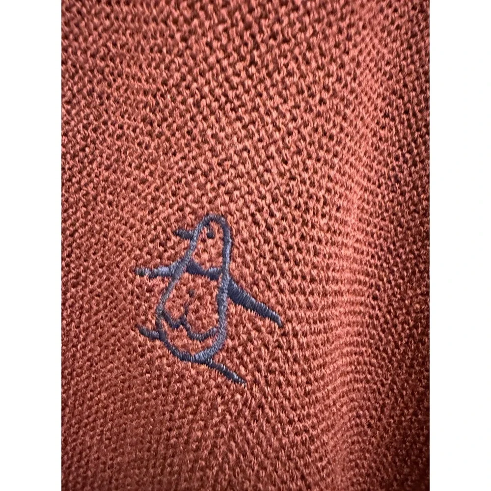 NWT VTG Penguin Grand Slam Golf Cardigan Men's Medium Burgundy Grandpa Deadstock